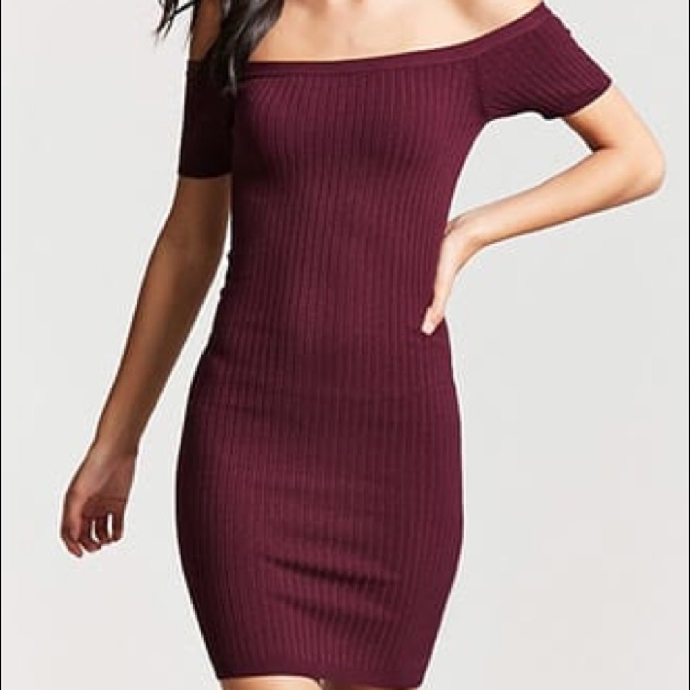 Ribbed Off-the-Shoulder Dress